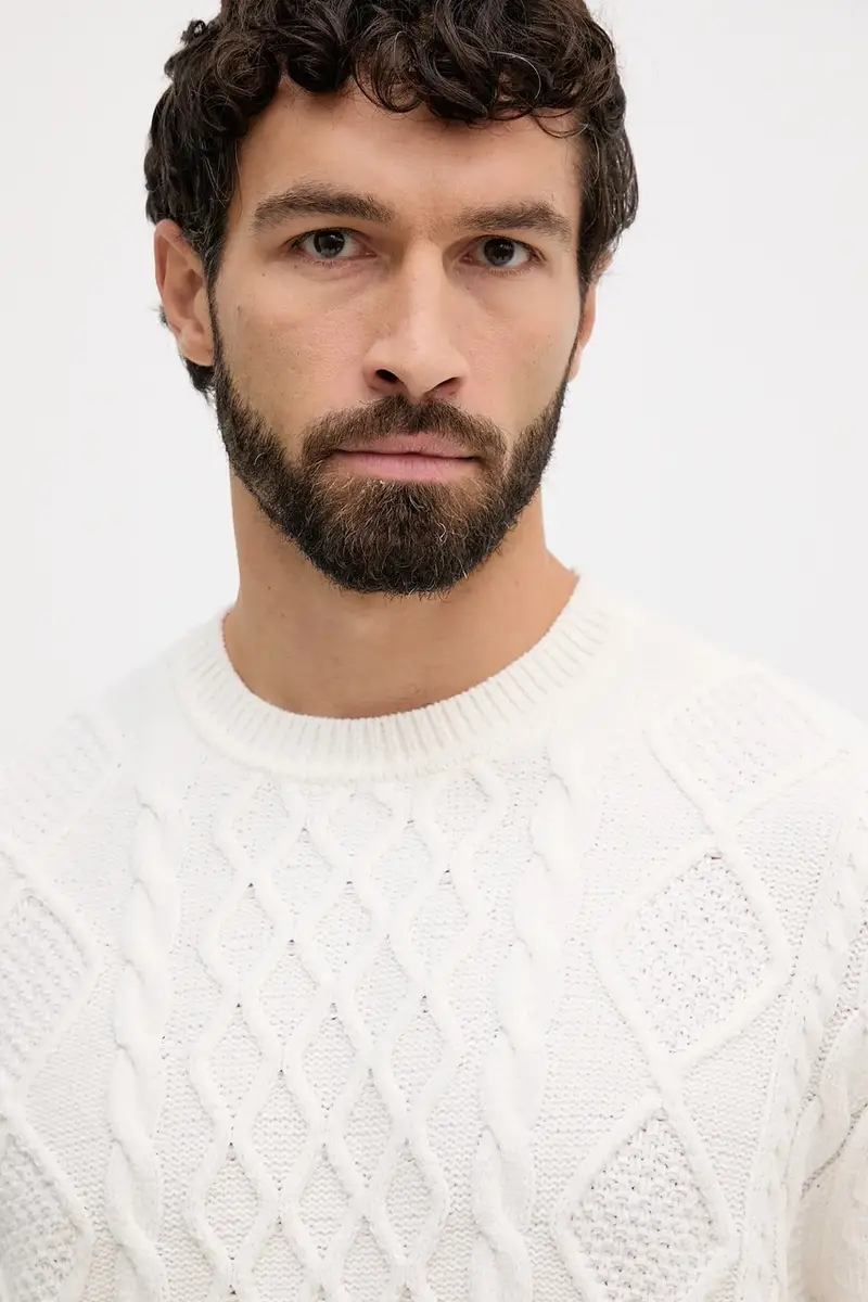 maglione con lana colore beige XM001331 AF13776 miniatura 4