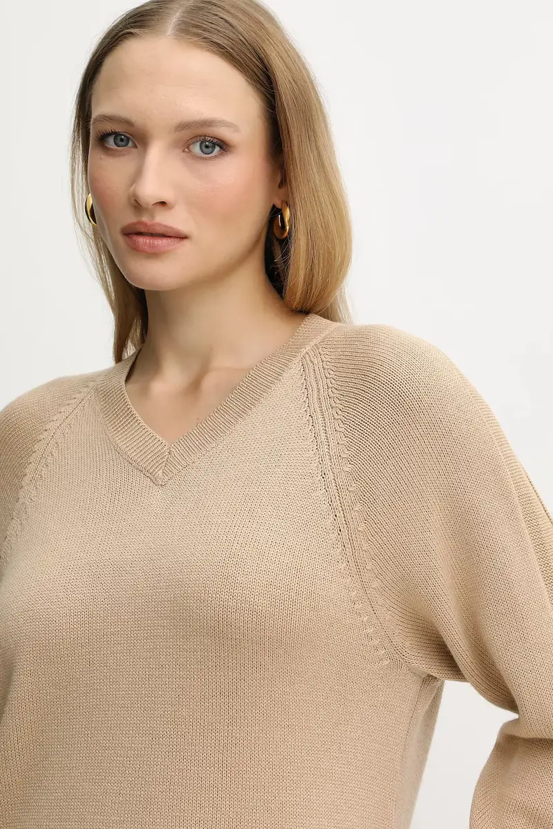 maglione con lana colore beige XW001335 AF13774 miniatura 4