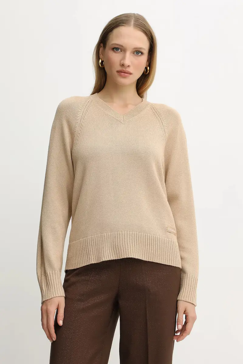 maglione con lana colore beige XW001335 AF13774