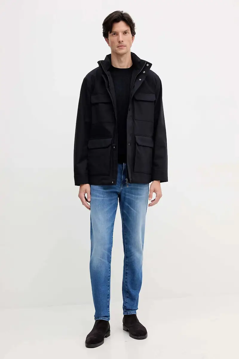 maglione con lana colore blu navy XM000878 AF11982 miniatura 2