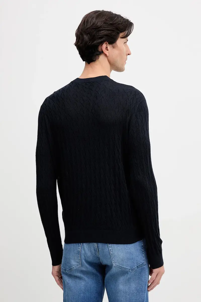 maglione con lana colore blu navy XM000878 AF11982 miniatura 3