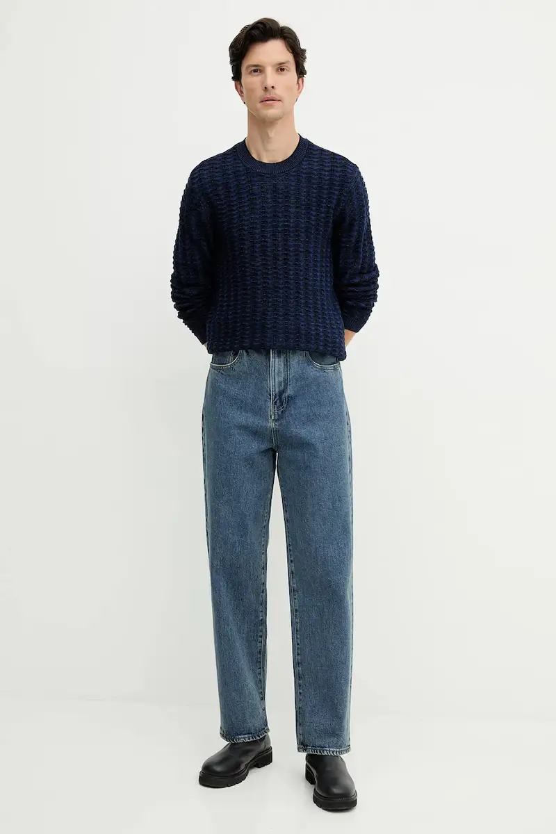 maglione con lana colore blu navy XM001321 AF11965 miniatura 2