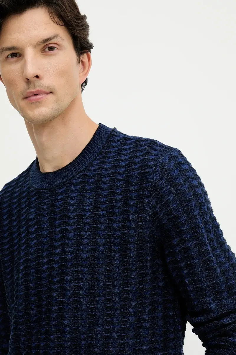 maglione con lana colore blu navy XM001321 AF11965 miniatura 4