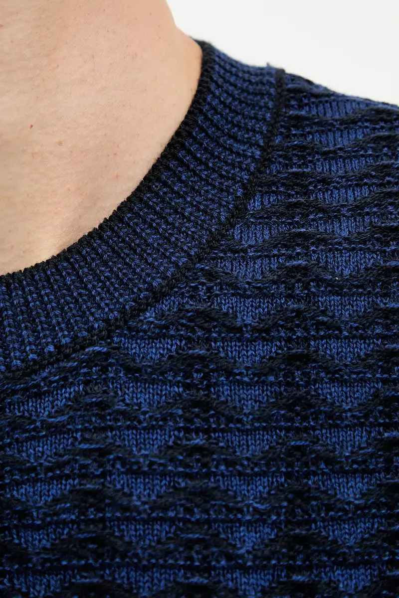 maglione con lana colore blu navy XM001321 AF11965 miniatura 5