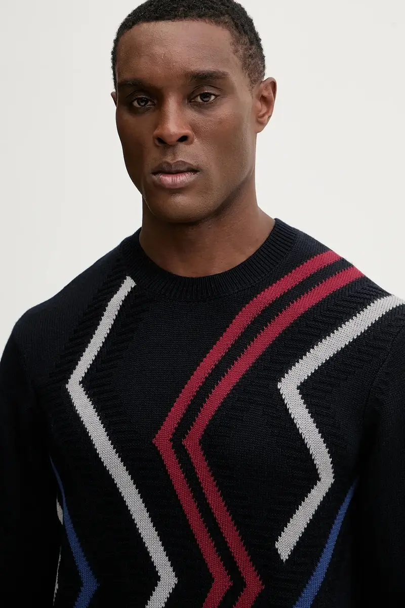 maglione con lana colore blu navy XM001323 AF13776 miniatura 4