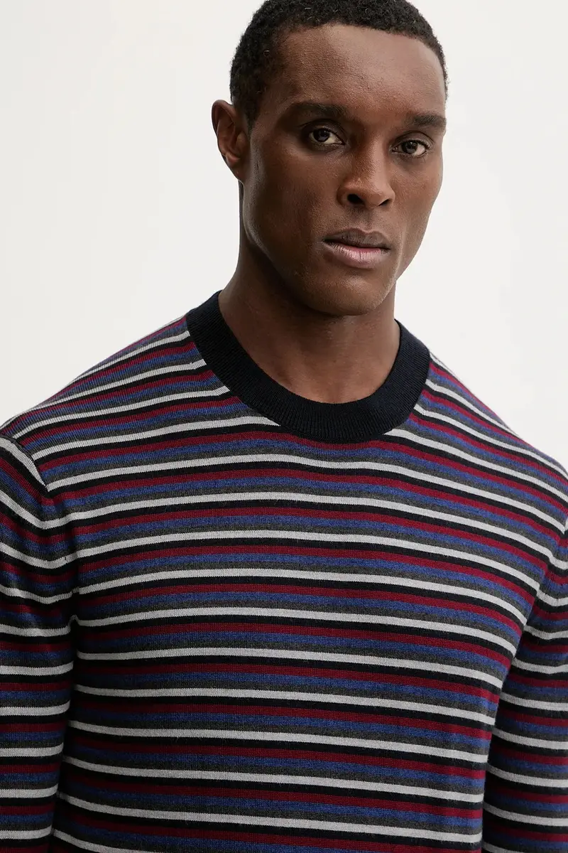 maglione con lana colore blu navy XM001324 AF11965 miniatura 4