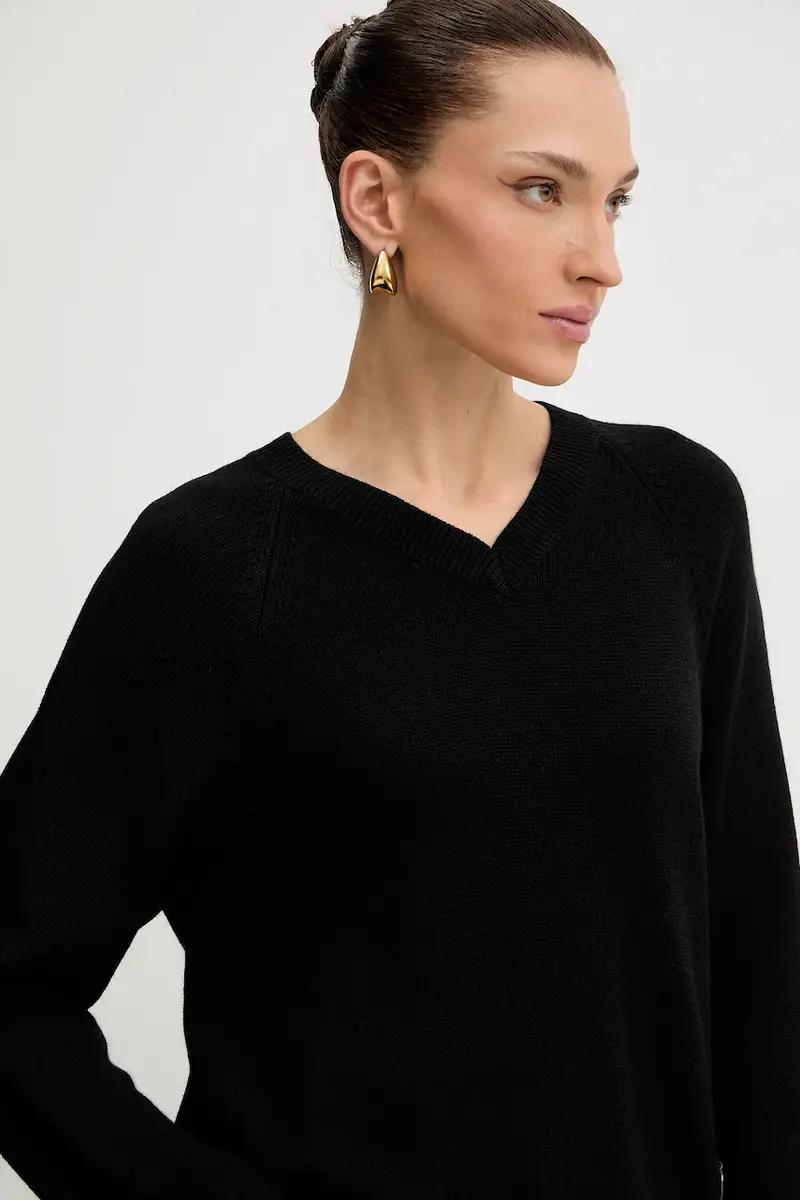 maglione con lana colore nero XW001335 AF13774 miniatura 4