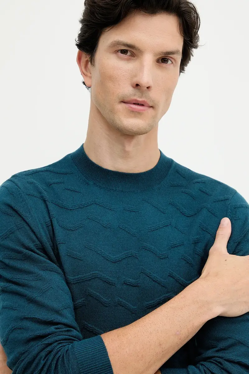 maglione con lana colore turchese XM001560 AF11982 miniatura 4