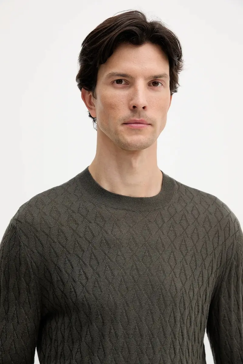 maglione con lana colore verde XM000878 AF11982 miniatura 4