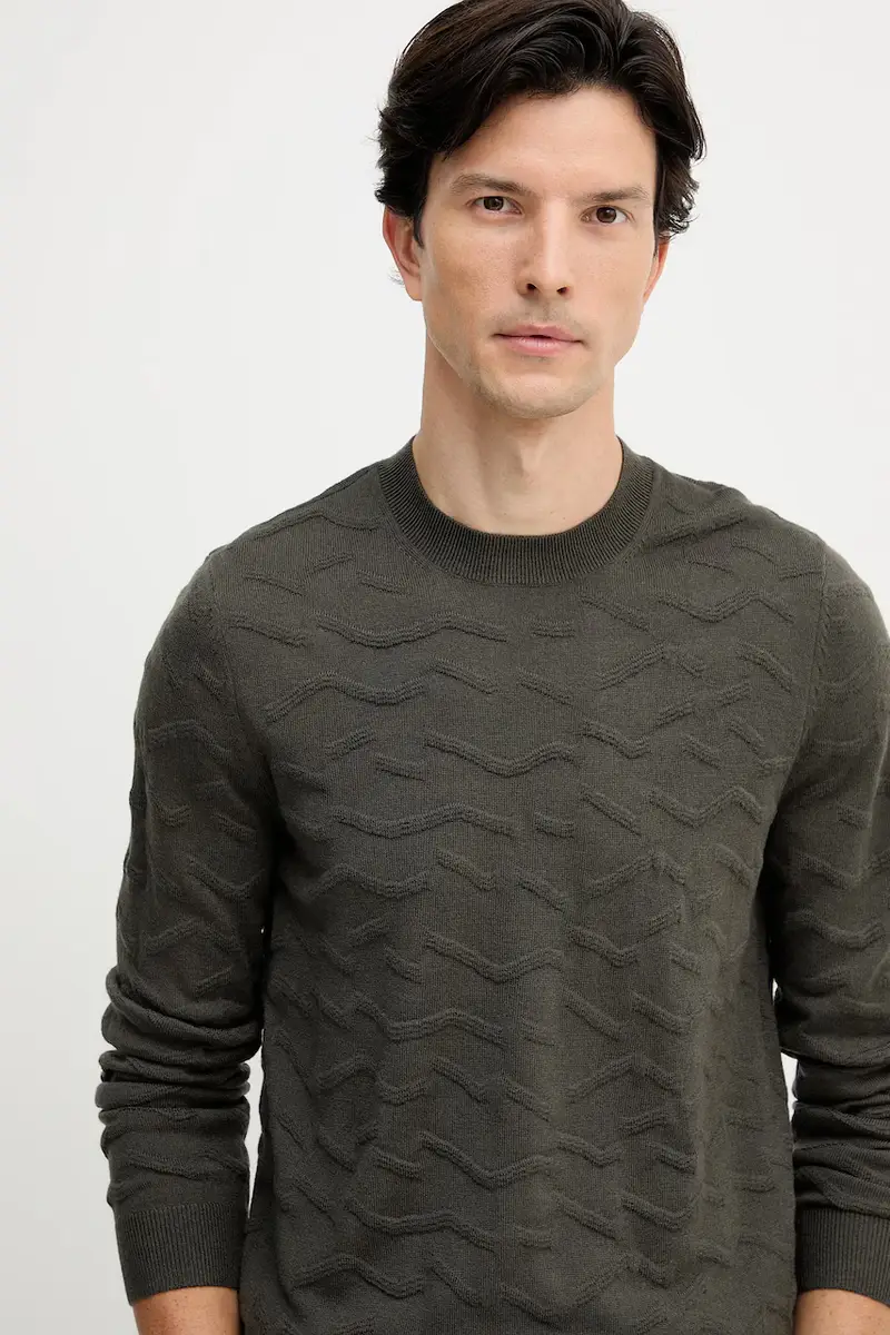 maglione con lana colore verde XM001560 AF11982 miniatura 4