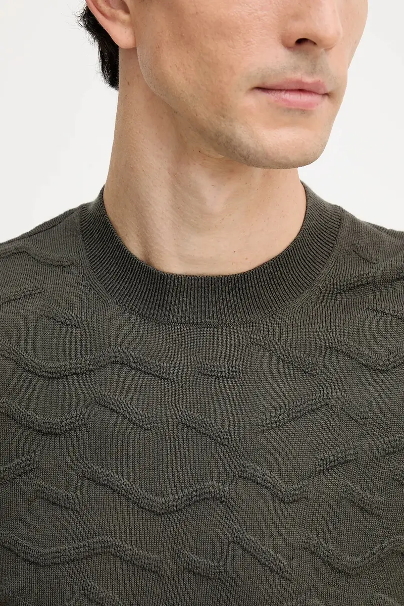 maglione con lana colore verde XM001560 AF11982 miniatura 5