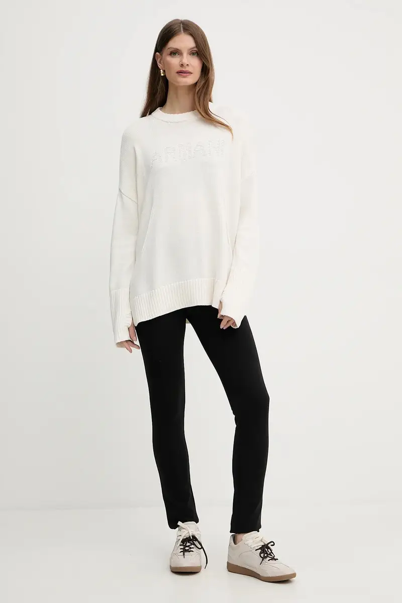 maglione in cotone donna colore beige XW000760 AF16552 miniatura 2