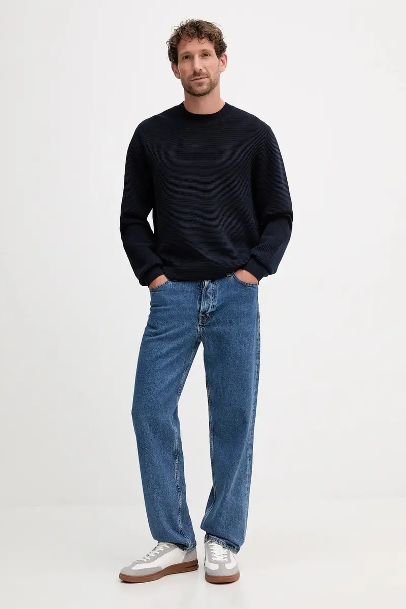 maglione in cotone uomo colore blu navy XM000915 AF11967 miniatura 2