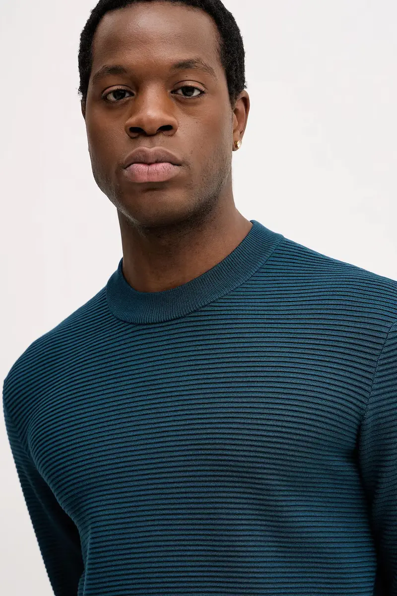 maglione uomo colore turchese XM000895 AF10454 miniatura 4