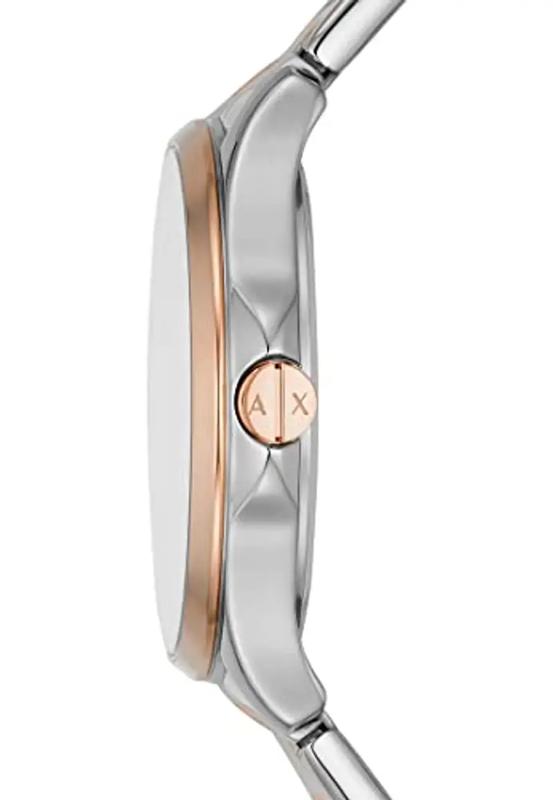 Armani Exchange Orologio a tre lancette da donna, cassa in acciaio inossidabile 2T argento/rosa da 36 mm con bracciale in acciaio inossidabile, AX5258 miniatura 2