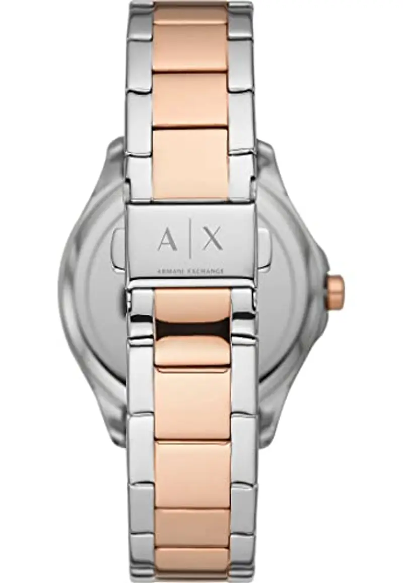 Armani Exchange Orologio a tre lancette da donna, cassa in acciaio inossidabile 2T argento/rosa da 36 mm con bracciale in acciaio inossidabile, AX5258 miniatura 3