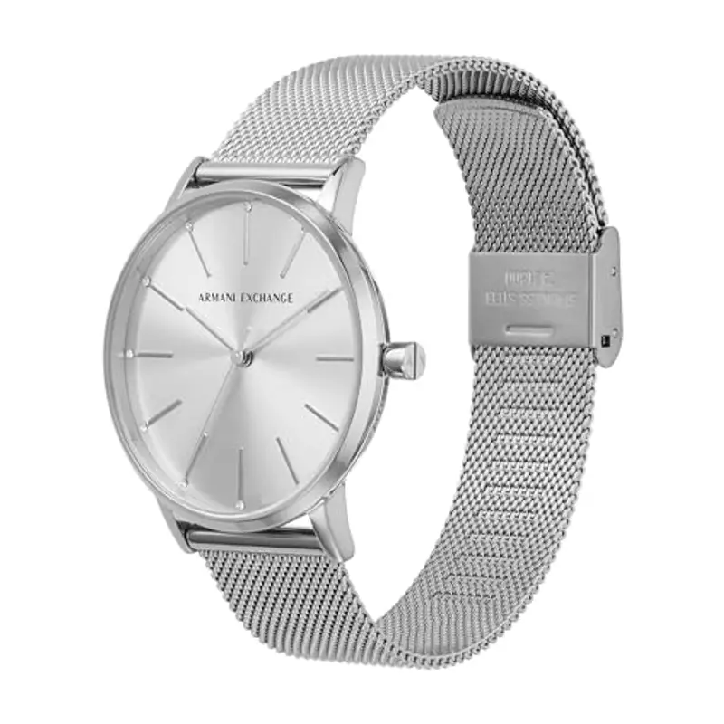 Armani Exchange Orologio a tre lancette da donna, cassa in acciaio inossidabile 36 mm e bracciale a maglie in acciaio inossidabile, AX5535 miniatura 2