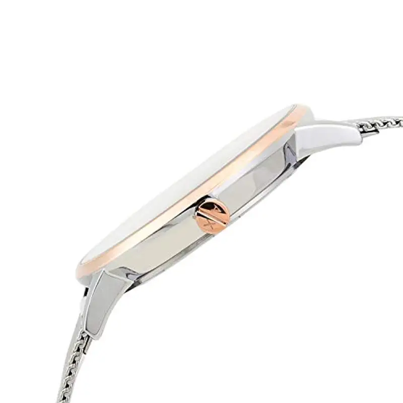 Armani Exchange Orologio a tre lancette da donna, cassa in acciaio inossidabile 36 mm e bracciale a maglie in acciaio inossidabile, AX5537 miniatura 2