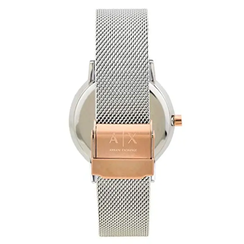 Armani Exchange Orologio a tre lancette da donna, cassa in acciaio inossidabile 36 mm e bracciale a maglie in acciaio inossidabile, AX5537 miniatura 3