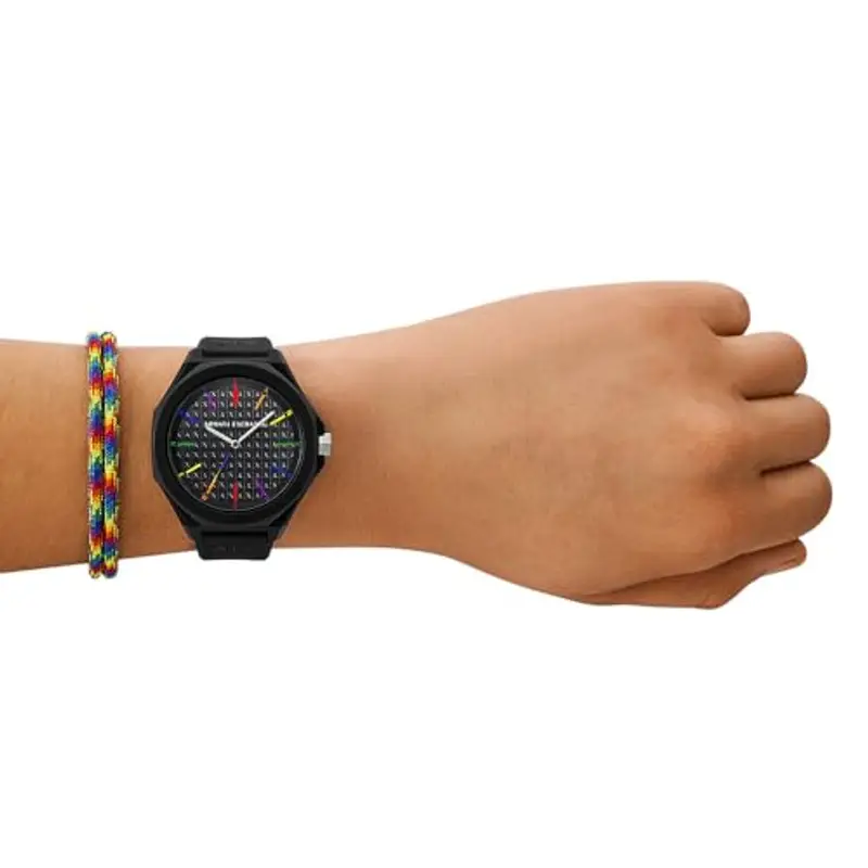 Armani Exchange Orologio Analogico al Quarzo Uomo con Cinturino in Silicone AX7158SET miniatura 2