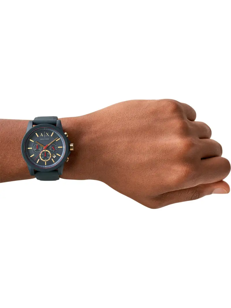 Orologio analogico blu notte / giallo oro / rosso fuoco / bianco miniatura 3