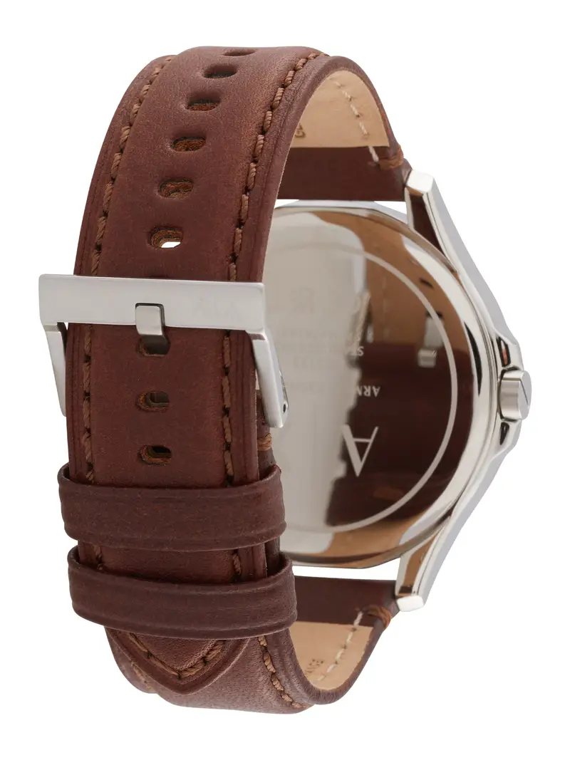 Orologio analogico blu scuro / marrone / argento miniatura 2