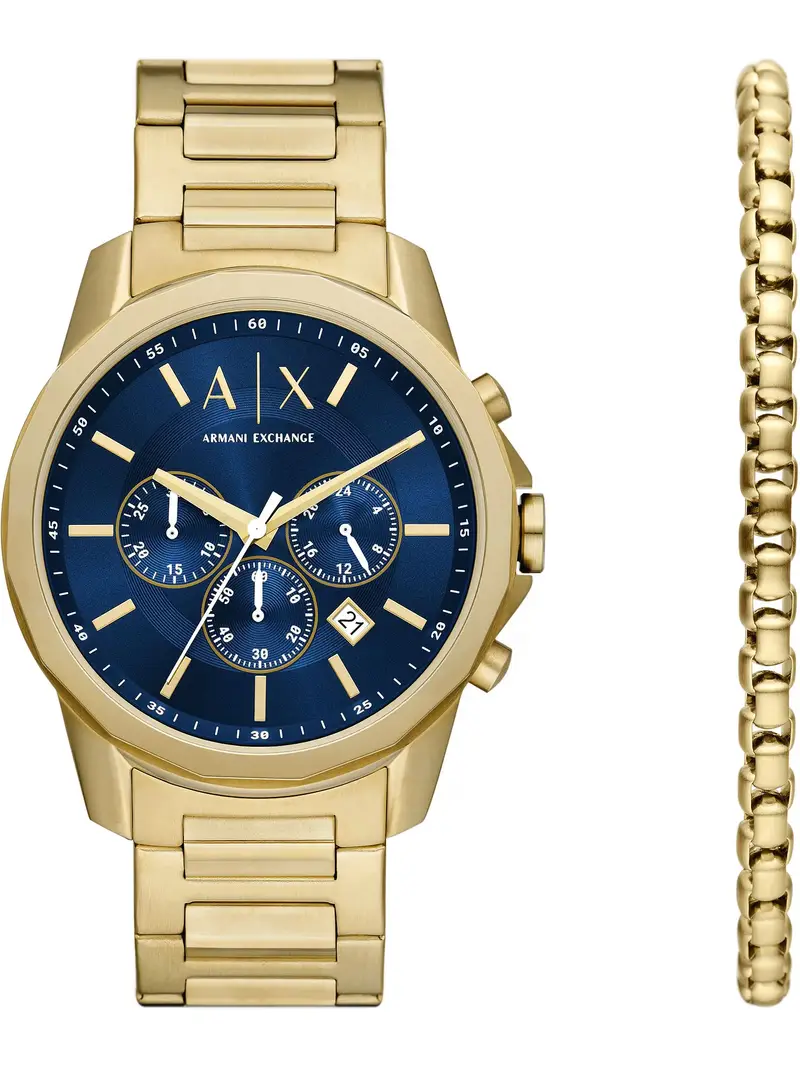 Orologio analogico blu scuro / oro