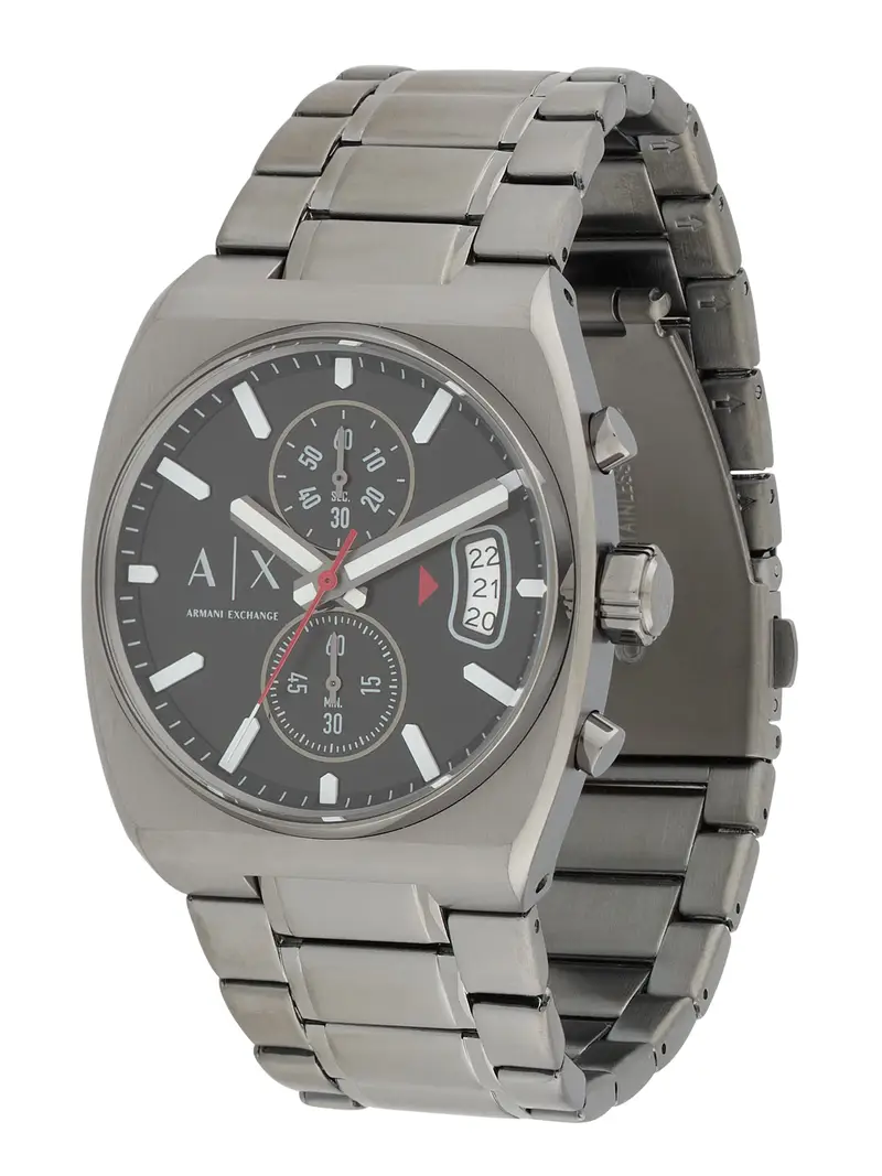 Orologio analogico grigio argento / rosso / nero / bianco