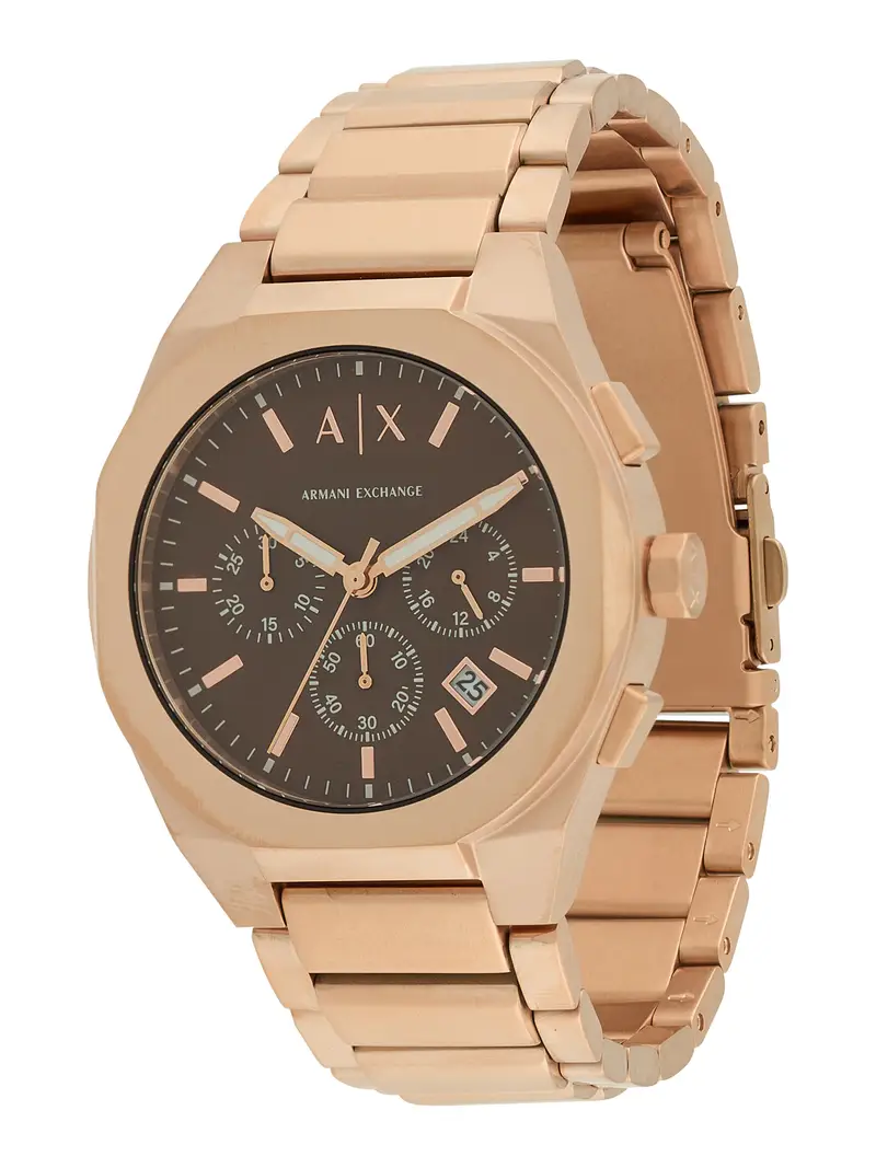 Orologio analogico marrone scuro / oro rosé