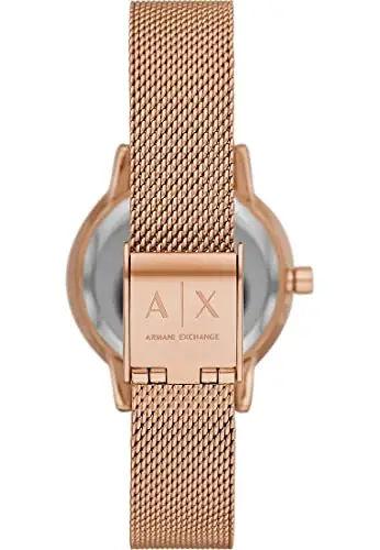 Armani Exchange Orologio da donna a due lancette, cassa in acciaio inossidabile oro rosa da 28 mm con bracciale in miniatura 2