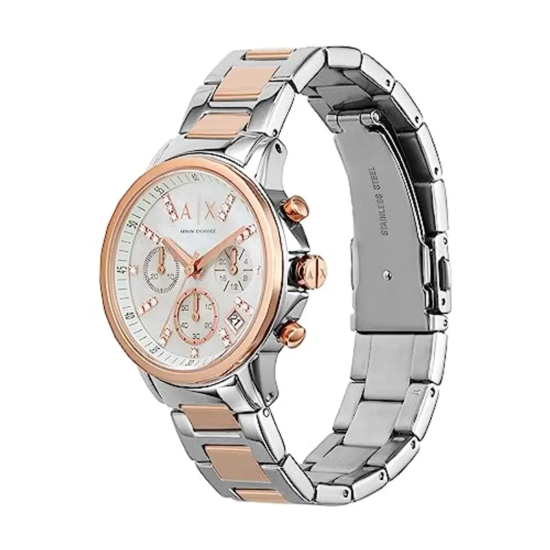 Armani Exchange Orologio da donna, cronografo al quarzo, cassa in acciaio inossidabile da 36 mm, 2t/rosa con bracciale miniatura 3