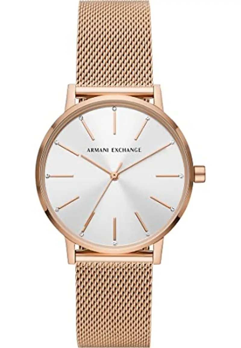 Armani Exchange Orologio da donna, movimento a tre lancette, cassa in acciaio inossidabile oro rosa 36 mm con bracciale in acciaio inossidabile, AX5573