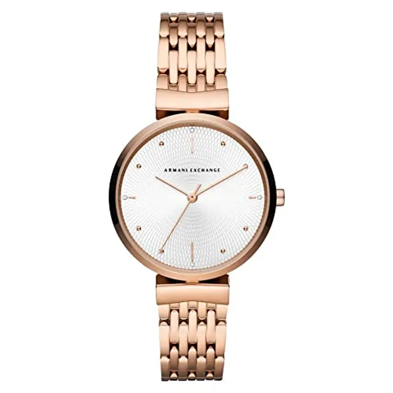 Armani Exchange Orologio da donna, movimento a tre lancette, cassa in acciaio inossidabile oro rosa 36 mm con bracciale in acciaio inossidabile, AX5901