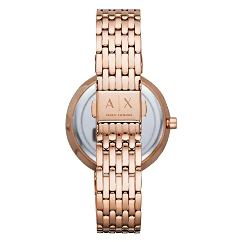 Armani Exchange Orologio da donna, movimento a tre lancette, cassa in acciaio inossidabile oro rosa 36 mm con bracciale in acciaio inossidabile, AX5901 miniatura 2