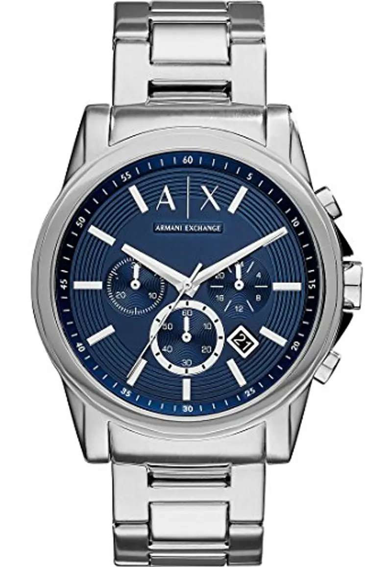 Armani Exchange Orologio da uomo con cronografo al quarzo, cassa in acciaio inossidabile da 45 mm e bracciale in acciaio inossidabile, AX2509