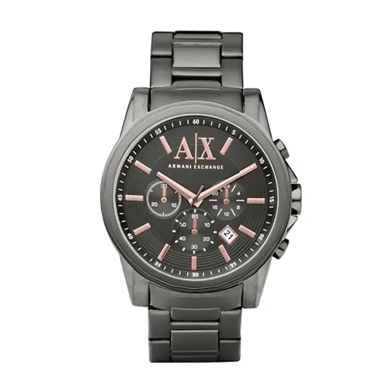 Armani Exchange Orologio da uomo, cronografo al quarzo, cassa in acciaio inossidabile 45 mm con bracciale in acciaio
