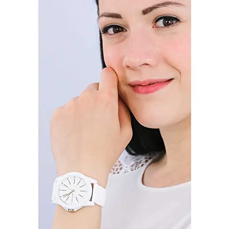 Armani Exchange Orologio Donna, movimento a tre lancette, cassa in nylon bianco da 40 mm con cinturino in silicone, AX7126 miniatura 3