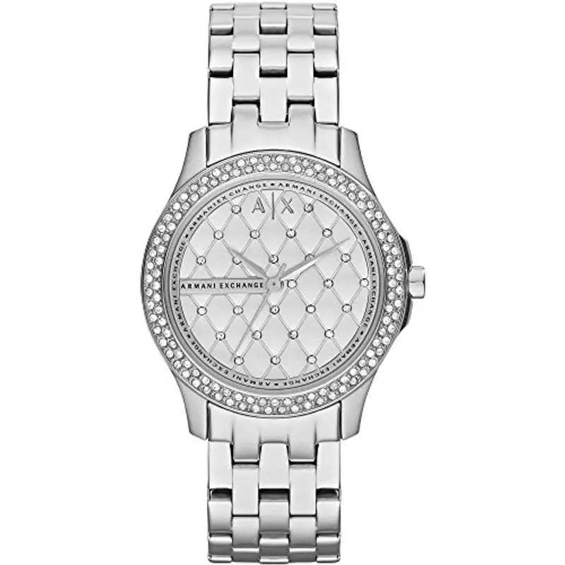 Armani Exchange orologio per donna, movimento al quarzo e cassa orologio per 36 mm con cinturino in acciaio inossiorologio perbile, pelle o silicone, Tonalità argento e glitter