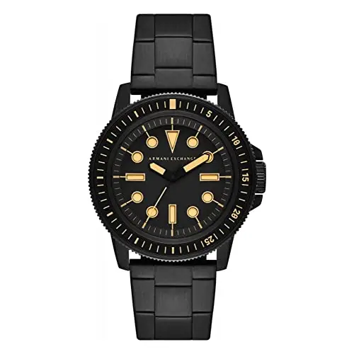 Armani Exchange Orologio per uomo, Movimento al quarzo a tre lancette e cassa da 44 mm con cinturino in acciaio, Nero e