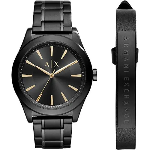 Armani Exchange Orologio per uomo, Movimento al quarzo a tre lancette e cassa da 44 mm con cinturino in acciaio, Set