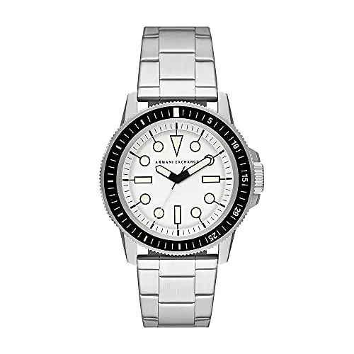 Armani Exchange Orologio per uomo, Movimento al quarzo a tre lancette e cassa da 44 mm con cinturino in acciaio, Tono