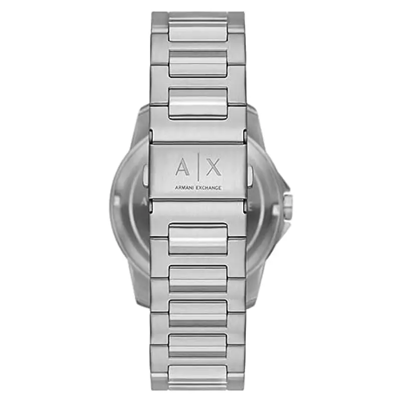 Armani Exchange Orologio per uomo, Movimento al quarzo multifunzione e cassa da 44 mm con cinturino in acciaio, Tono argento e grunge miniatura 2
