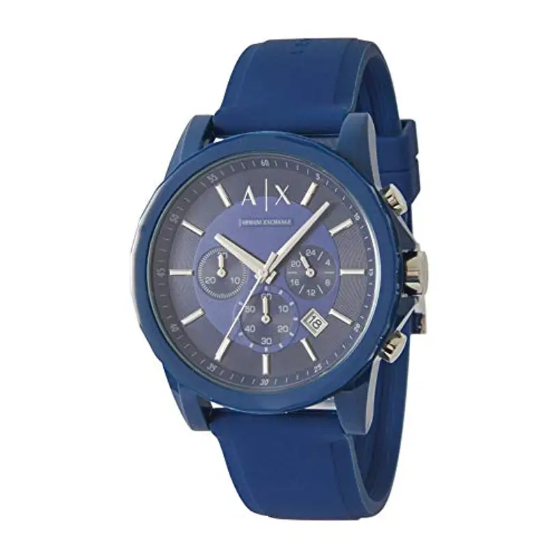 Armani Exchange Orologio per uomo, movimento cronografo al quarzo e cassa da 44 mm con cinturino in silicone, Blu miniatura 3