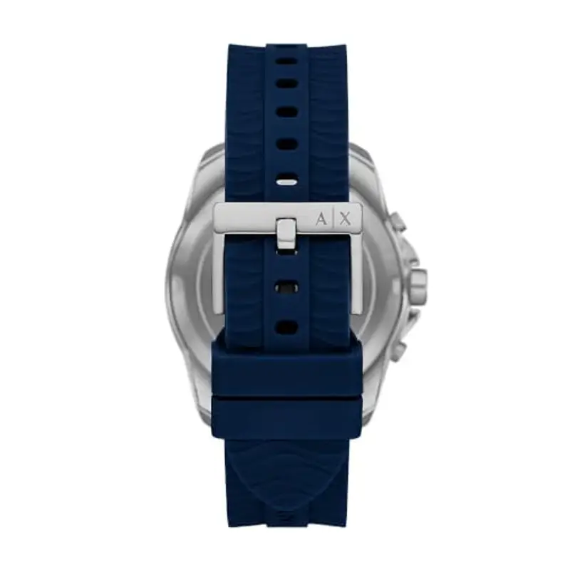 Armani Exchange Orologio per uomo, movimento cronografo al quarzo e cassa da 44 mm con cinturino in silicone, Blu e grigio miniatura 3
