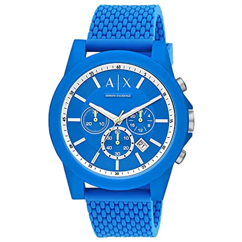 Armani Exchange Orologio per uomo, movimento cronografo al quarzo e cassa da 44 mm con cinturino in silicone, Blu oceano miniatura 2