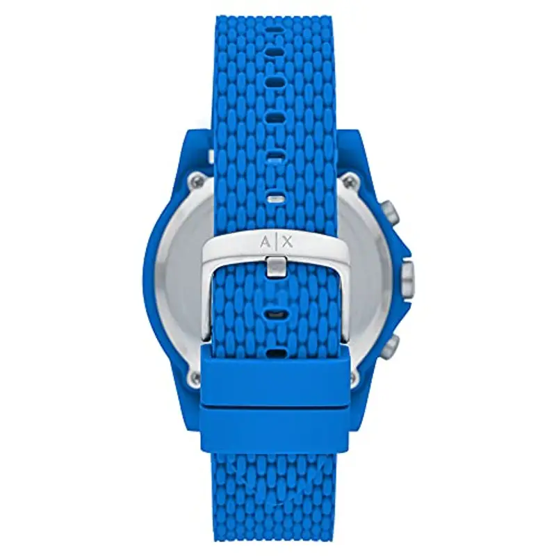 Armani Exchange Orologio per uomo, movimento cronografo al quarzo e cassa da 44 mm con cinturino in silicone, Blu oceano miniatura 3