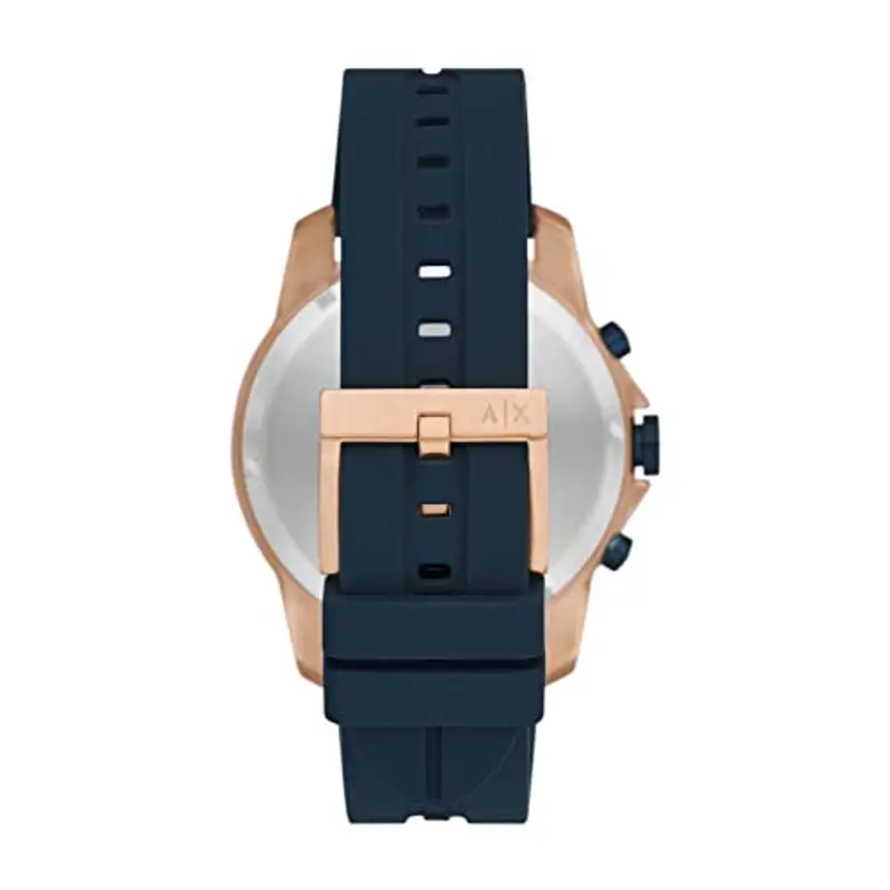 Armani Exchange Orologio per uomo, movimento cronografo al quarzo e cassa da 44 mm con cinturino in silicone, Tono oro rosa e indaco miniatura 2
