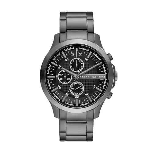 Armani Exchange Orologio per uomo, Movimento cronografo al quarzo e cassa da 46 mm con cinturino in acciaio, Grigio