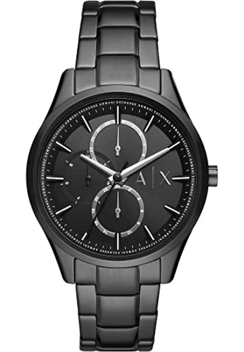 Armani Exchange orologio per uomo, movimento cronografo e cassa orologio per 42 mm con cinturino in acciaio inossiorologio perbile, pelle o silicone, Carbone e nero