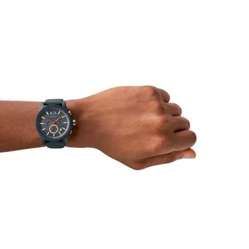 Armani Exchange Orologio Uomo, movimento cronografo, cassa in nylon blu da 47 mm con cinturino in silicone, AX1335 miniatura 2